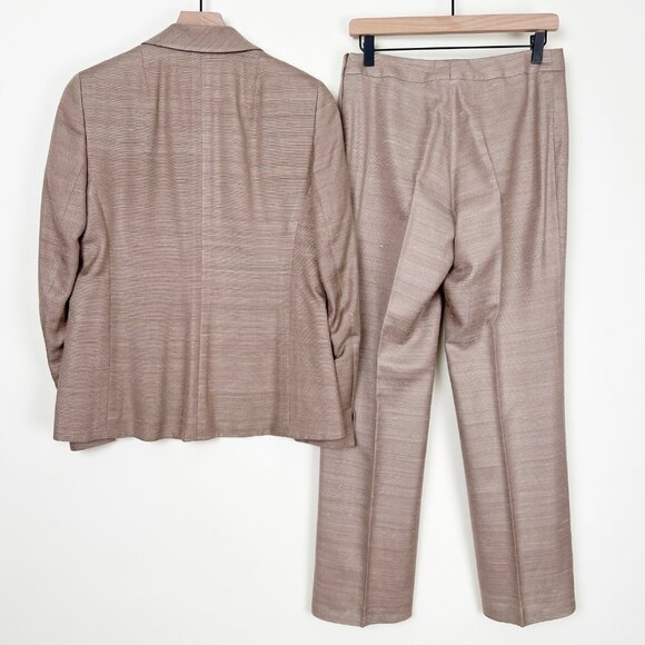 AKRIS 100% Silk Woven Pants Suit Blazer Jacket Coat Trousers Matching Coord Set - Picture 11 of 12